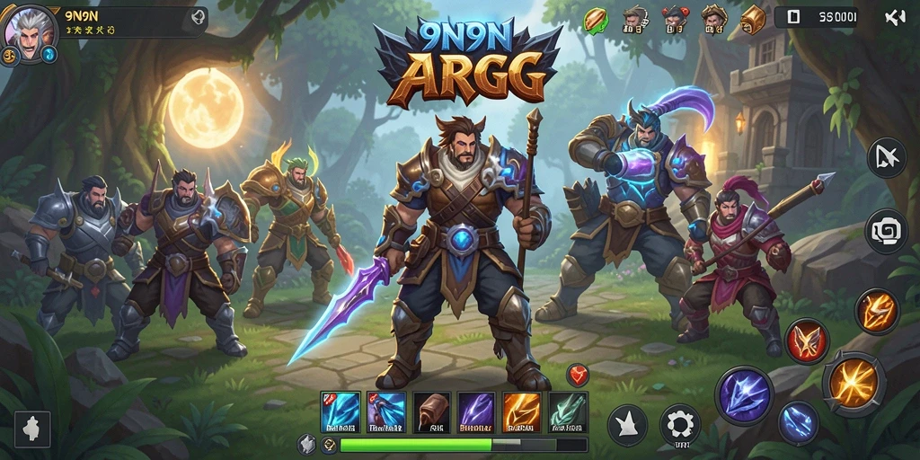 Screenshot utama 9N9N menampilkan pertempuran seru di dunia ARPG.