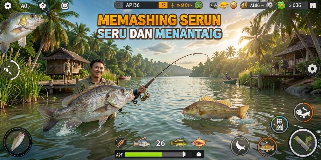 Tangkapan ikan besar dalam gameplay API36 yang seru.