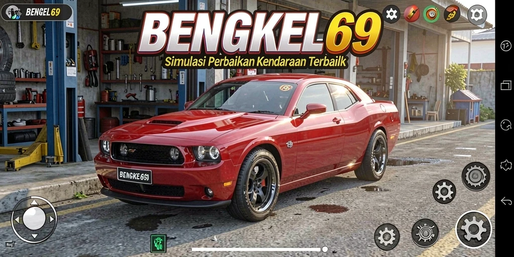 Gameplay seru dan realistis di BENGKEL69 memperlihatkan perbaikan kendaraan.