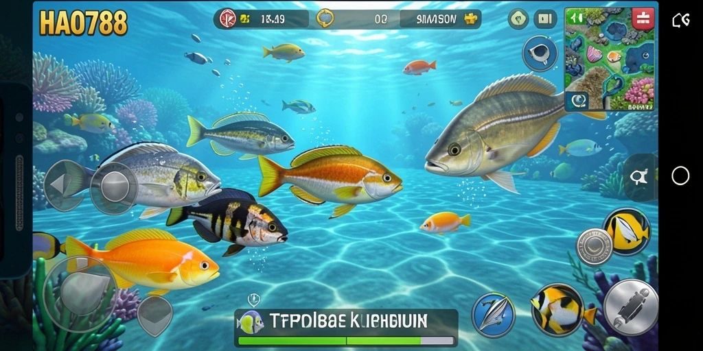 Tampilan gameplay seru dari HAO788 saat menembak ikan.
