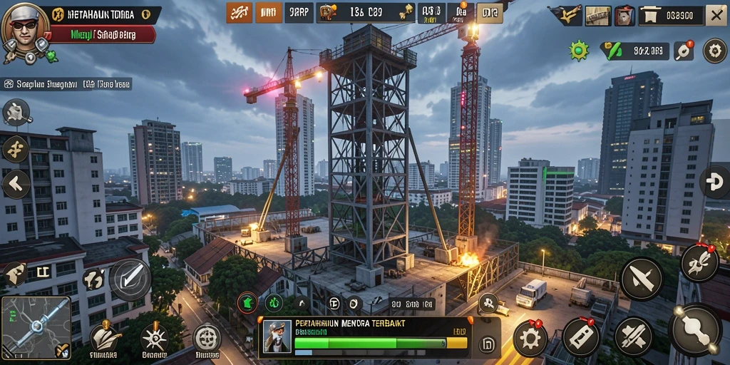Screenshot utama IDRRP menunjukkan gameplay menara yang intens.