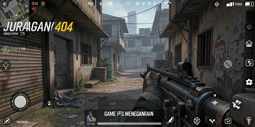 Tampilan gameplay JURAGAN404 dengan aksi menembak yang intens.