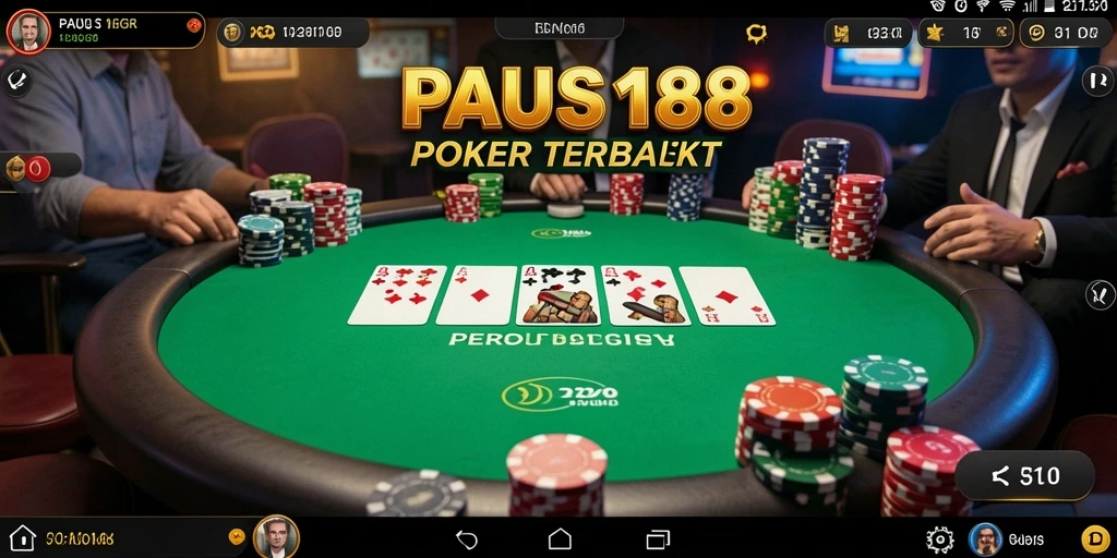 Screenshot gameplay PAUS188 yang menampilkan aksi intens dan seru dalam permainan poker.