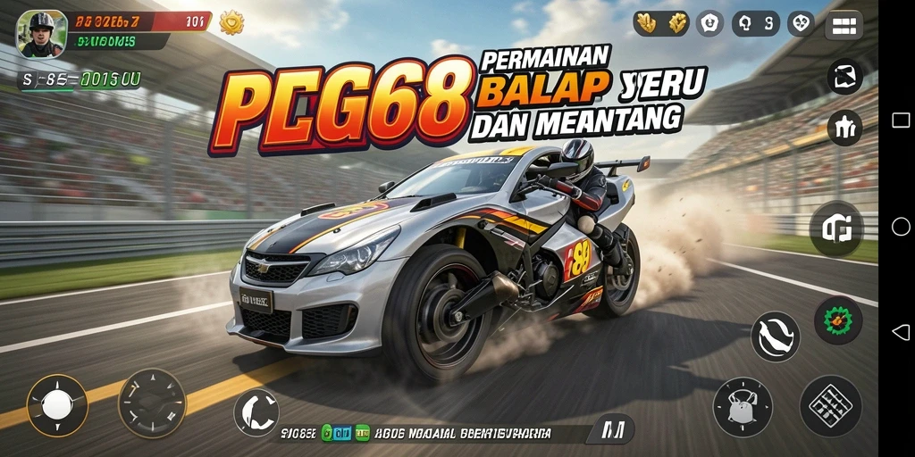 Gameplay seru PGG68 yang menampilkan balapan mendebarkan di trek menantang.