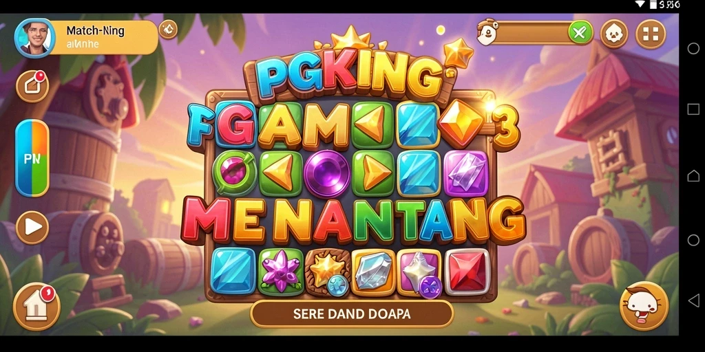 Screenshot PGKING yang menampilkan gameplay Match-3 yang seru dan penuh warna.