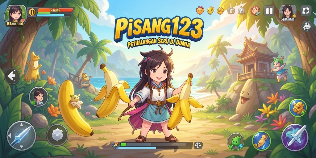 Tampilan screenshot utama PISANG123 yang menampilkan aksi seru karakter Anime.