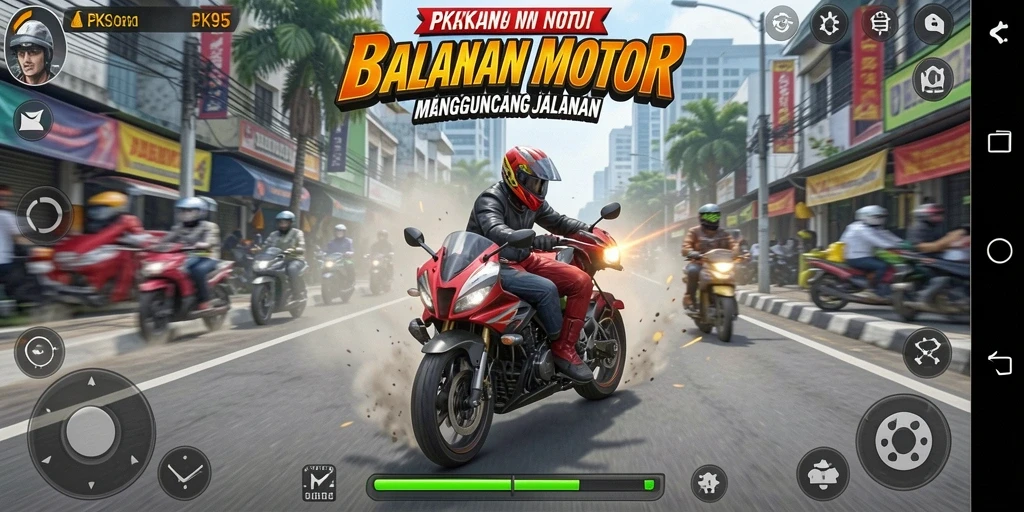 Gameplay menantang balapan motor di PK95 dengan grafis menakjubkan.