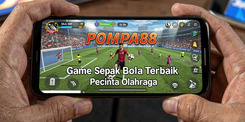 Tampilan gameplay POMPA88 dengan aksi seru di lapangan sepak bola.