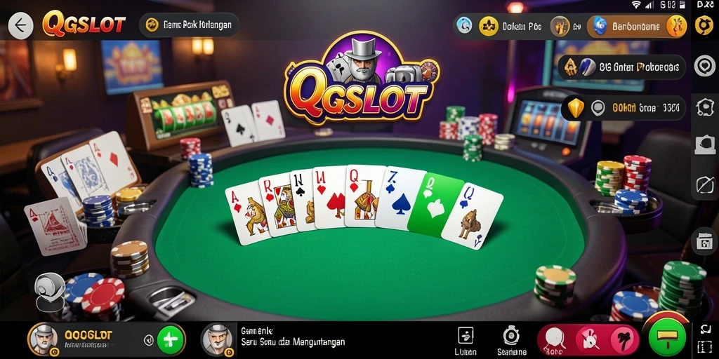 Screenshot gameplay QQSLOT menampilkan aksi seru permainan Poker.