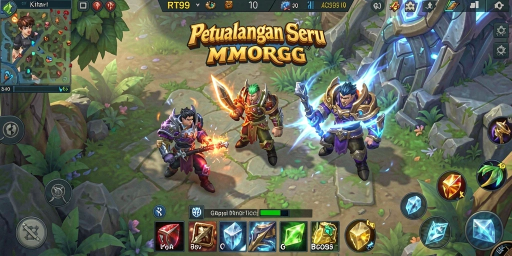 Tampilan gameplay RT99 yang menarik dan dinamis di dunia MMORPG.