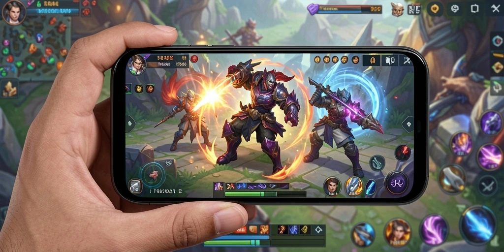 Screenshot utama SP212 menampilkan aksi intens di arena MOBA.