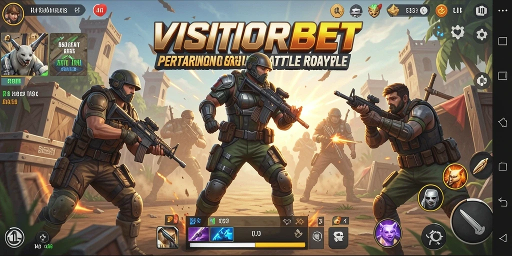 Gambaran gameplay intens di VISITORBET dengan aksi Battle Royale yang mendebarkan.